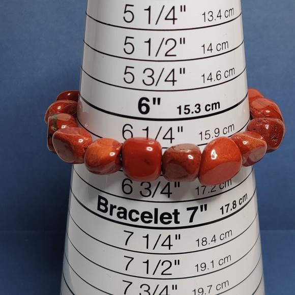 RED JASPER STRETCHY NUGGET BRACELET NATURAL STONE w/ FREE FELT POUCH-NB07 - Picture 3 of 8